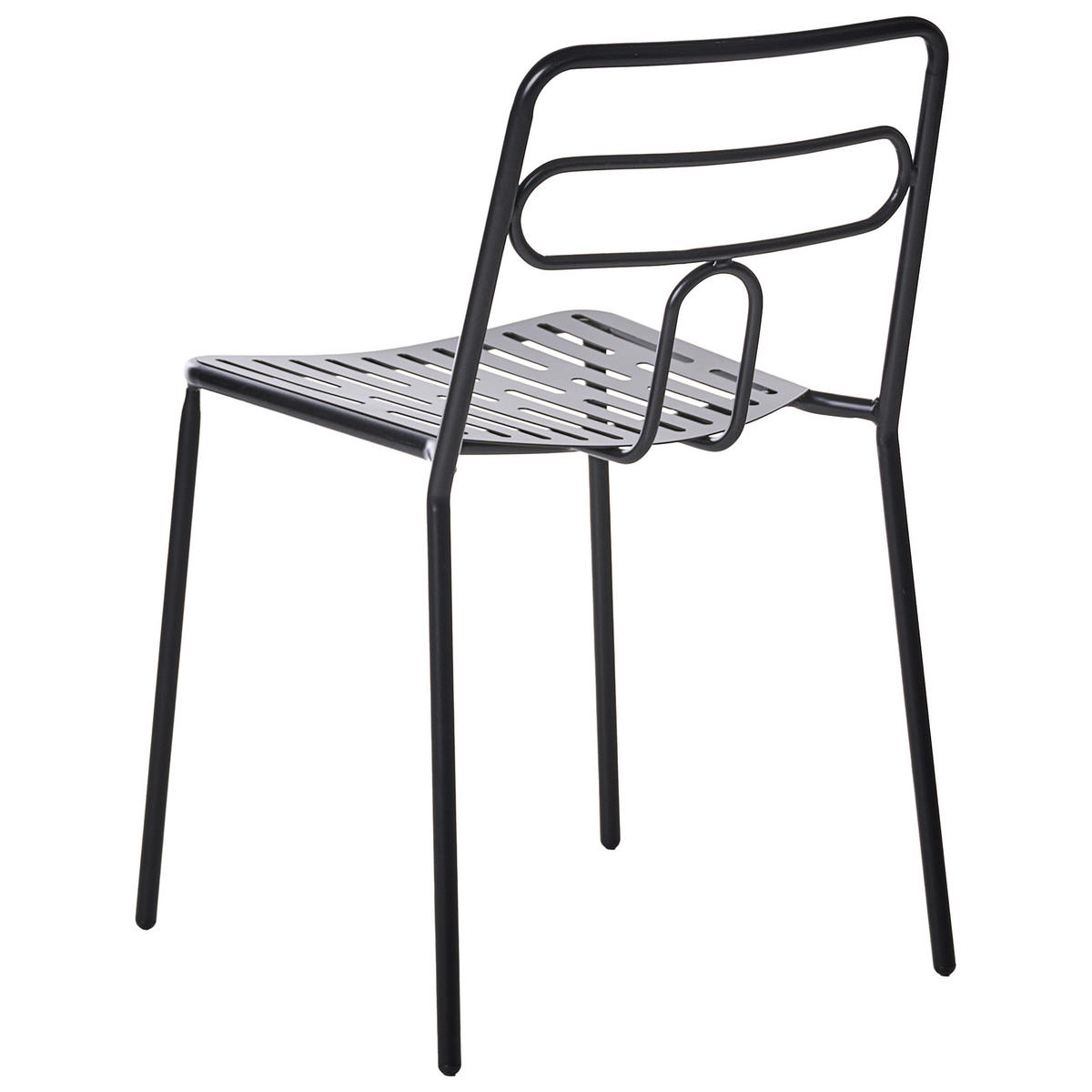 GARTENSTUHL 2er-Set Metall Schwarz Agerola - Schwarz, Metall (48/78/48cm) - Beliani