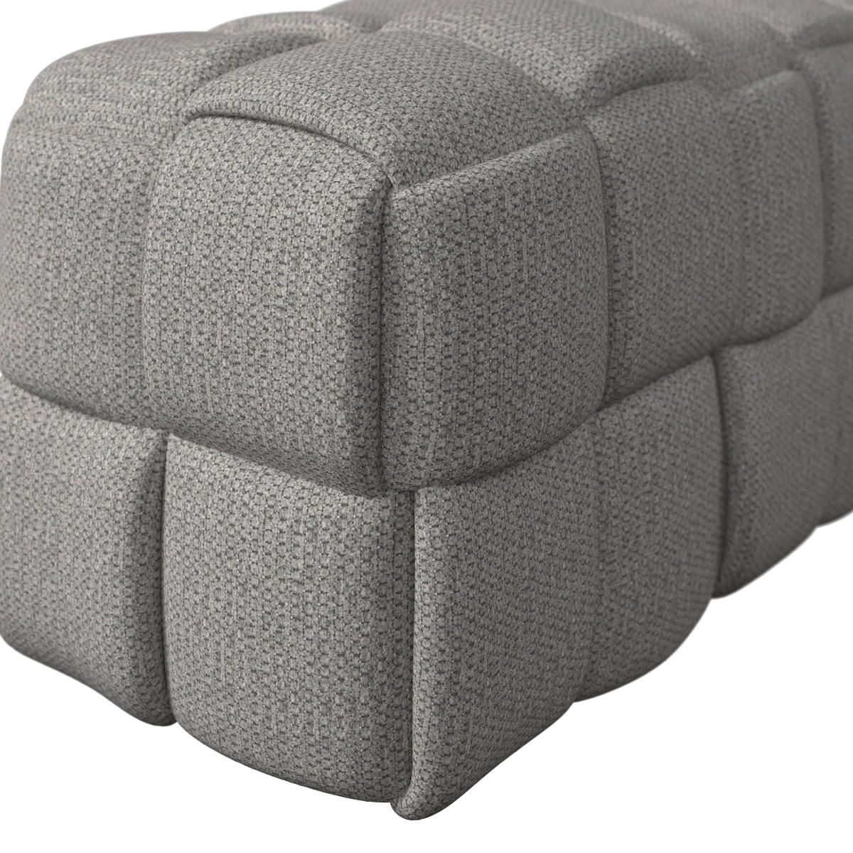 HOCKERBANK Ella Grau Bouclé Gepolstert - Grau, Holz (110/45/45cm)