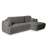 ECKSOFA SENTI K R-S Grau Plüsch-Stoff mit Schlaffunktion - Grau, Holz (246/148cm) - MASSENO
