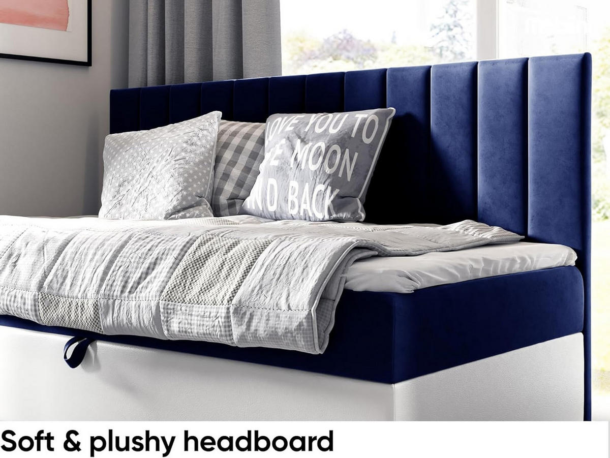 KINDERBETT MAYA 2 - Dunkelblau/Weiß, Holzwerkstoff (92/202cm) - Meblini