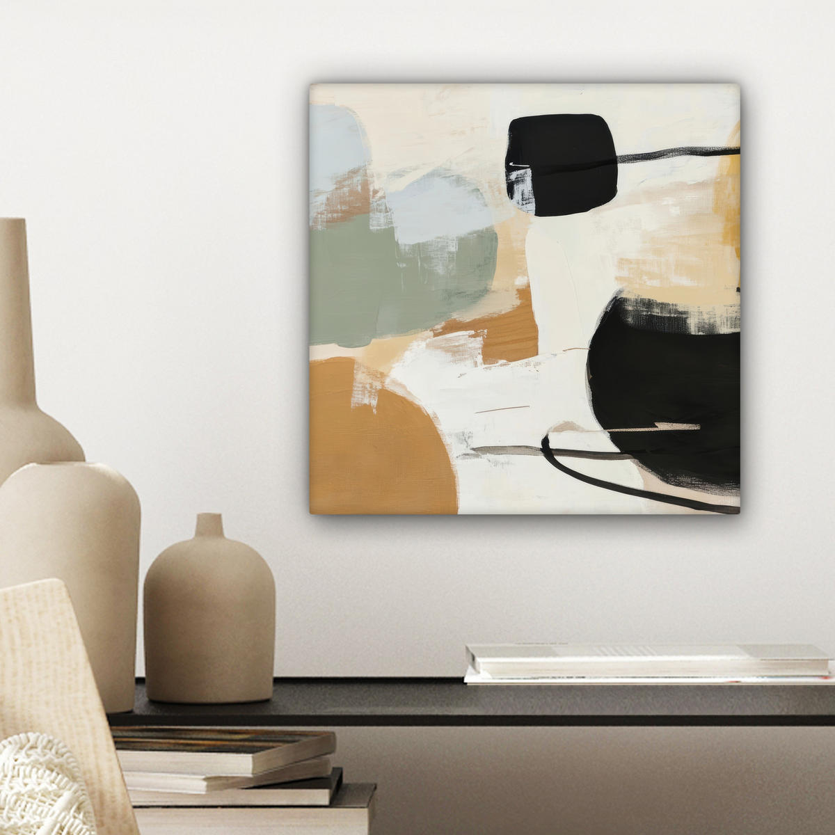 LEINWANDBILD Farbe - Abstrakt - Farben Deko Wohnzimmer 20x20 cm - Currygelb, Textil (20/20cm) - MuchoWow