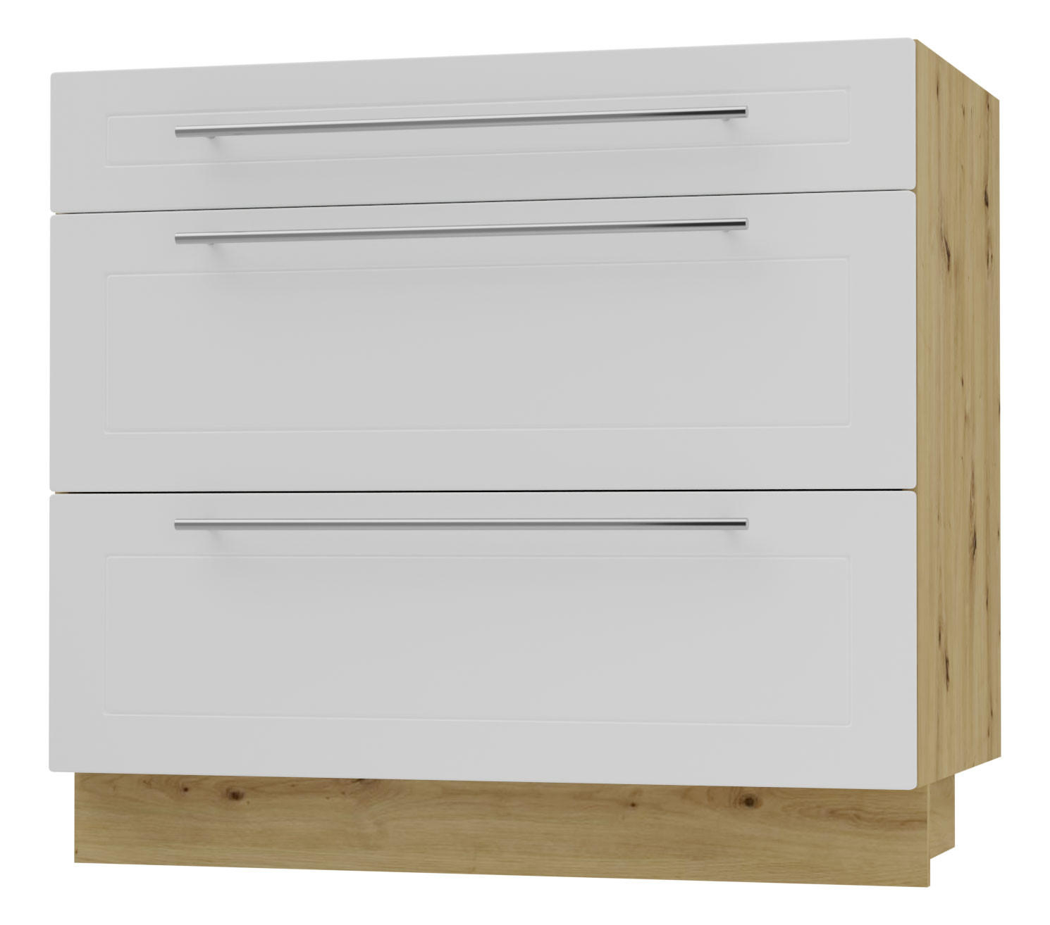 SCHUBLADENUNTERSCHRANK Kvantum D3A/90 90 / 50 / 82cm - Eiche Artisan/Weiß, Holz/Holzwerkstoff (90/82/50cm) - Feldmann-Wohnen