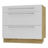 SCHUBLADENUNTERSCHRANK Kvantum D3A/90 90 / 50 / 82cm - Eiche Artisan/Weiß, Holz/Holzwerkstoff (90/82/50cm) - Feldmann-Wohnen