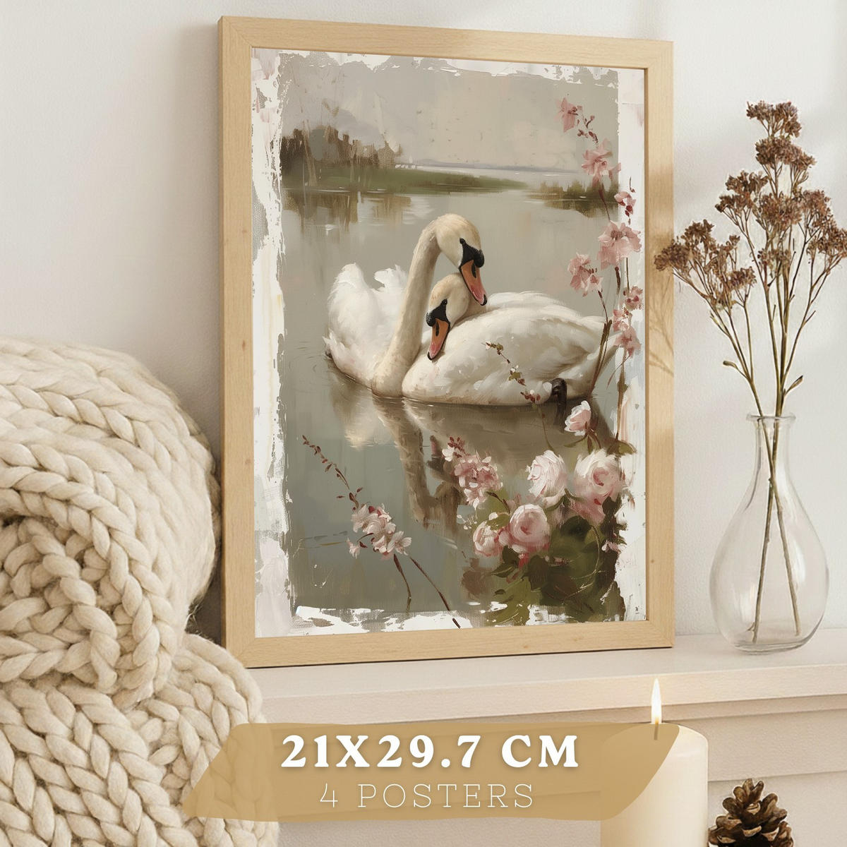 PLAKAT Sada 4 Západ slunce A3 bez rámu - čirá, papír (29.7/1/42cm) - Nacnic