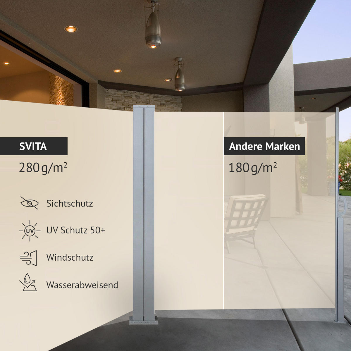 DOPPELSEITENMARKISE 600x200 cm Beige - Beige, Kunststoff (600/200/8.7cm) - SVITA