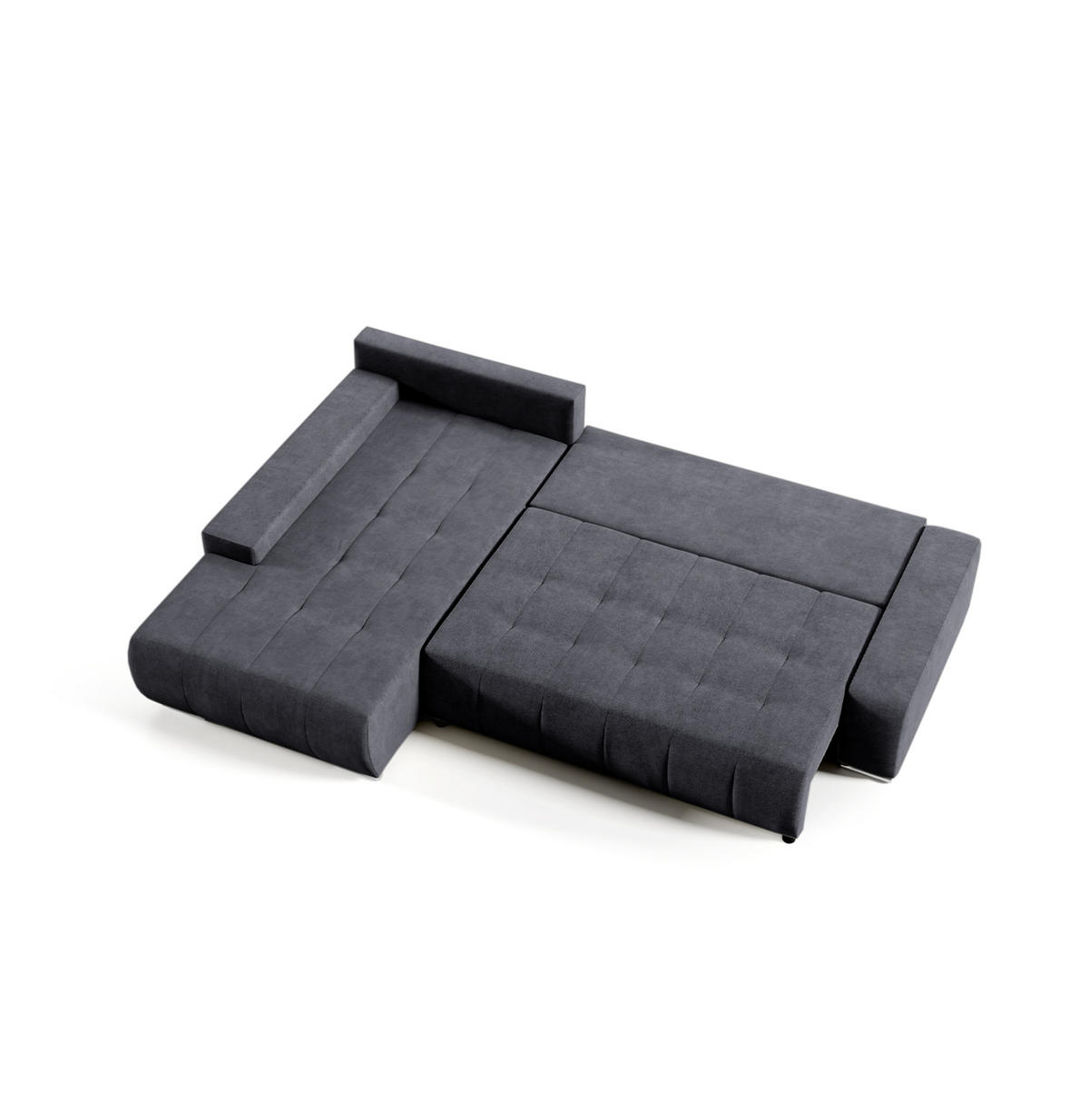 ECKSOFA mit Schlaffunktion Dhaka L Dunkelgrau - Graphitfarben, Textil (185/265cm) - Fedve