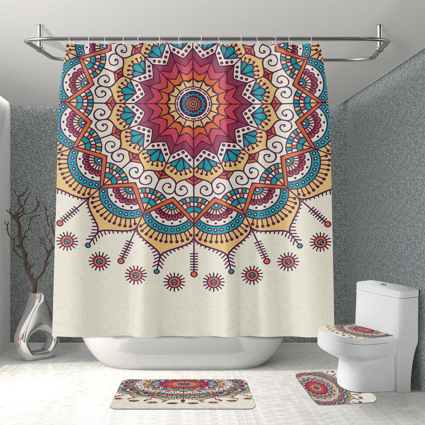 Mcboson Duschvorhang Rot 180x180 cm