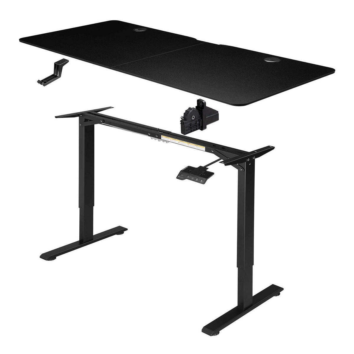 SCHREIBTISCH Office Stand schwarz 120x60 cm höhenverstellbar - Schwarz, Holz (60/120/117cm) - Juskys