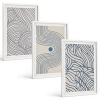 BILDER SET 3er Set - 40x60 cm Weißer Rahmen - Abstrakte Linien, Wellenformen - Weiß, Kunststoff (40/60cm) - TULUP