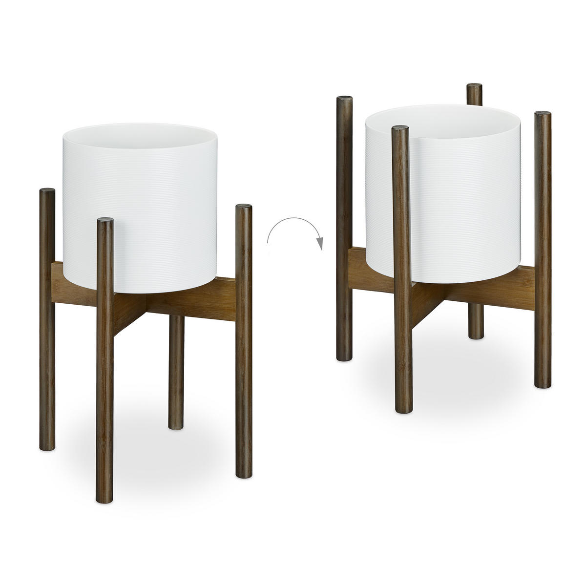 3XPFLANZENSTÄNDER - Braun, Holz (34/34/40cm) - Relaxdays