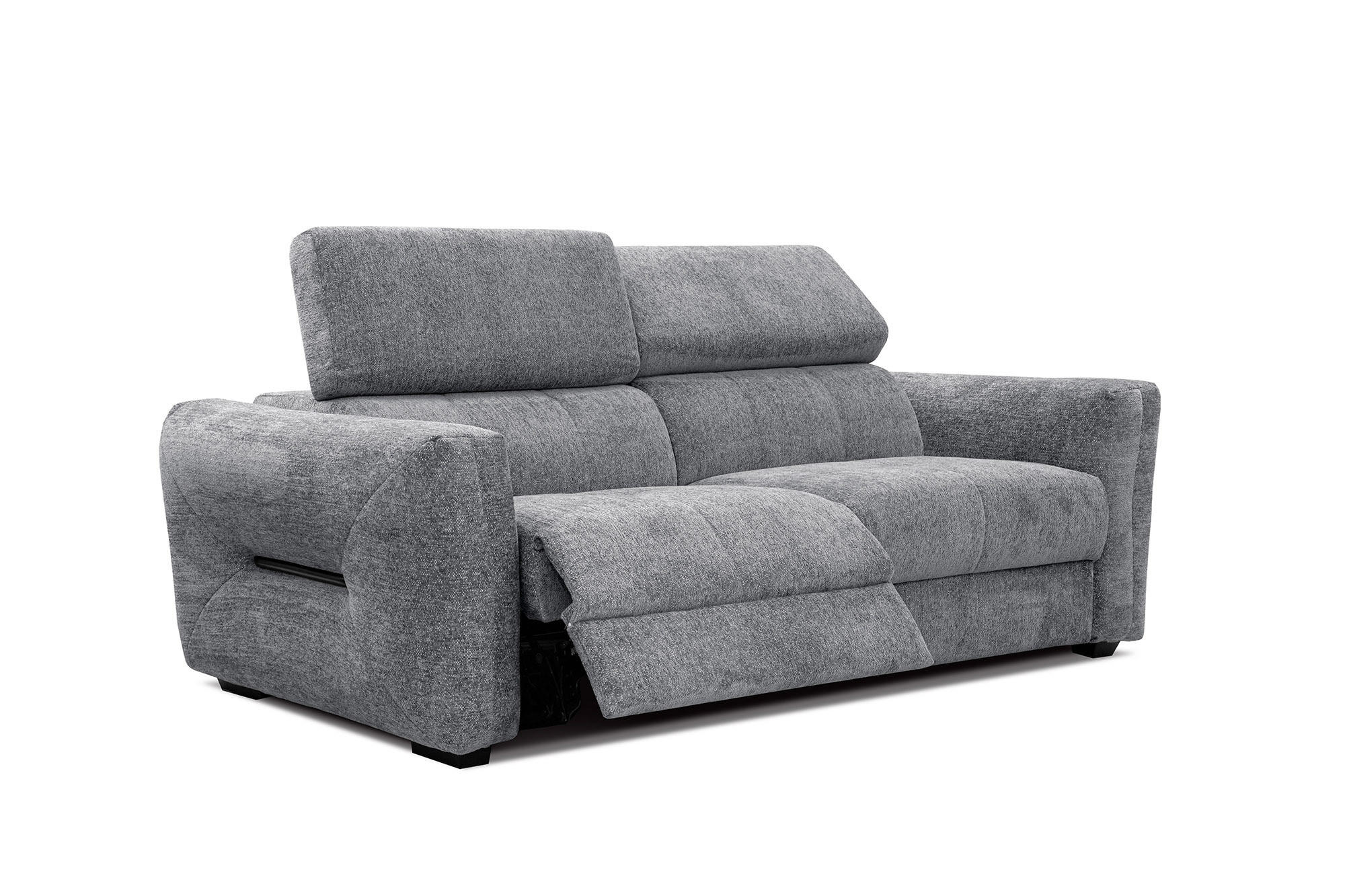 SOFA CALVERA 3-Sitzer mit 1 Relaxfunktion, grau - Grau, Holzwerkstoff/Textil (204/79/106cm) - Courtois Laville