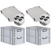 EUROBOX 4x NextGen Color mit Auflagedeckel 22x40x60 cm 44 Liter Grau Griffe schwarz zu - Schwarz/Grau, Kunststoff (40/22/60cm) - PROREGAL