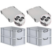 EUROBOX 4x NextGen Color mit Auflagedeckel 22x40x60 cm 44 Liter Grau Griffe schwarz zu - Schwarz/Grau, Kunststoff (40/22/60cm) - PROREGAL