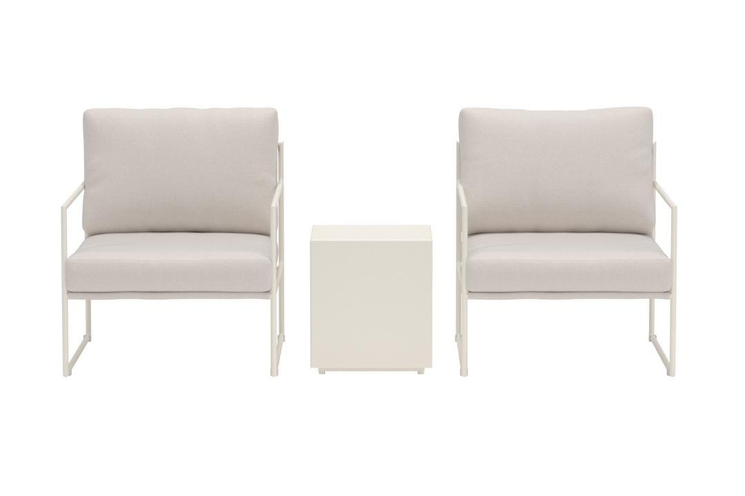 LOUNGE-SET, Lissabon, Beige, Metall, 40 x 40 x 44 cm, 3-teilig - Beige, Metall - ebuy24