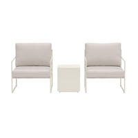 LOUNGE-SET, Lissabon, Beige, Metall, 40 x 40 x 44 cm, 3-teilig - Beige, Metall - ebuy24