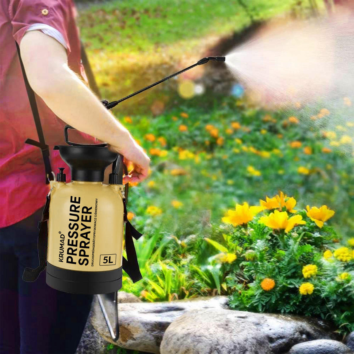 DRUCKSPRÜHER 5L - Gelb, Kunststoff (18/42/18cm) - KRUMAD