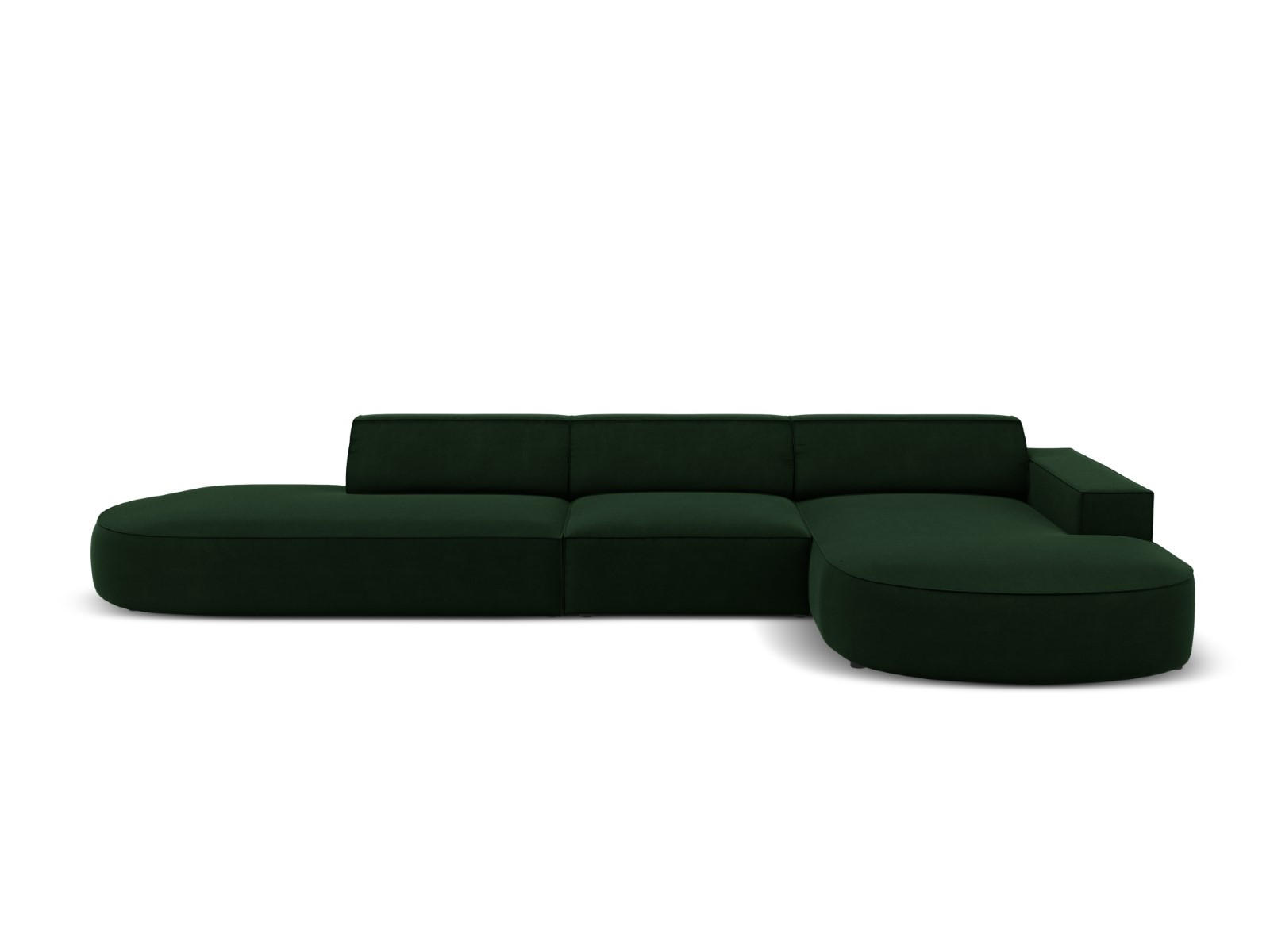 ECKSOFA rechts Jodie aus Samt flaschengrün 4 Sitzplätze - Dunkelgrün, Textil (166/342cm) - Micadoni