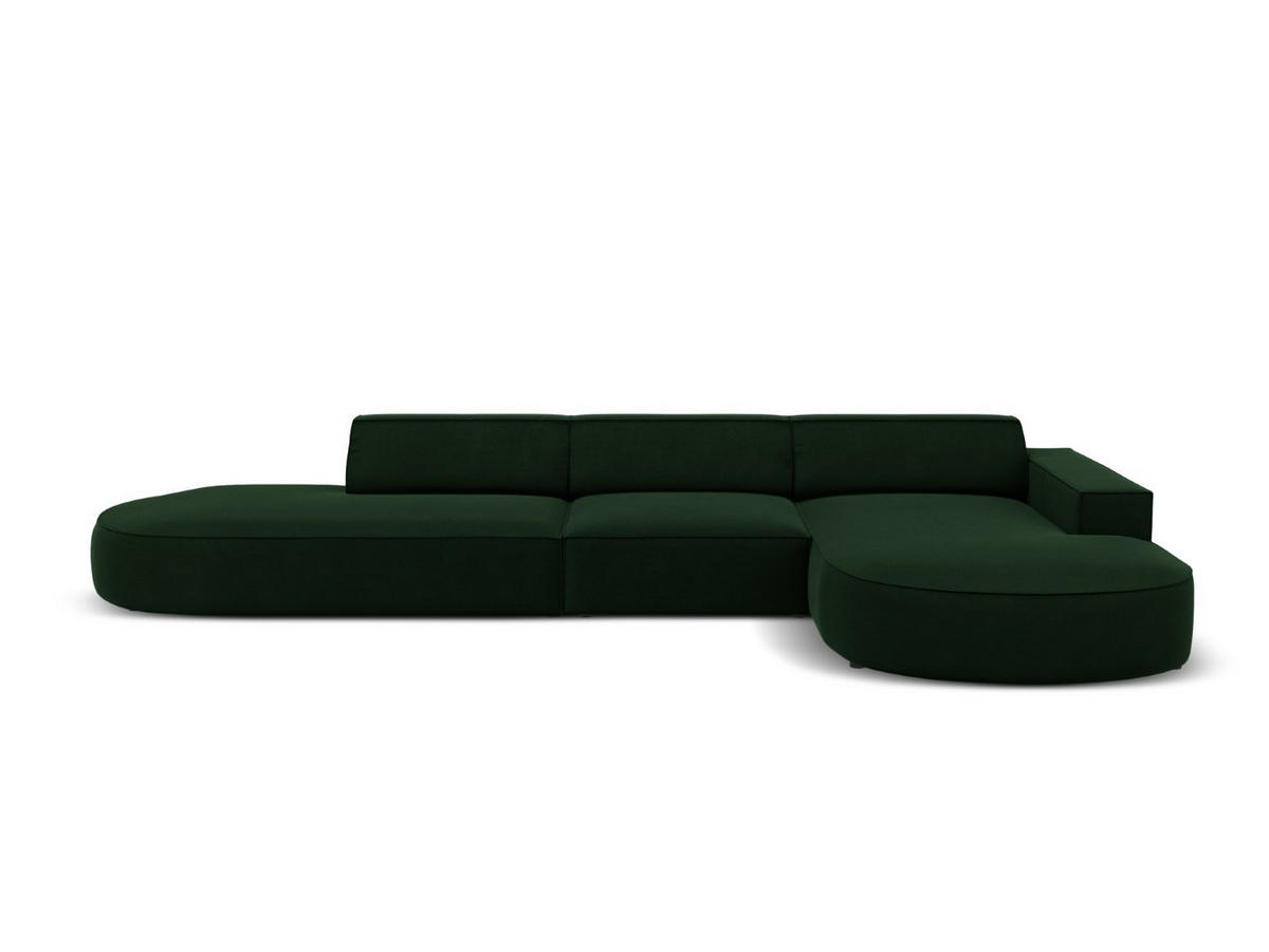 ECKSOFA rechts Jodie aus Samt flaschengrün 4 Sitzplätze - Dunkelgrün, Textil (166/342cm) - Micadoni