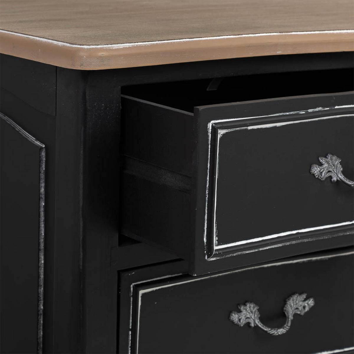 LACKIERTE Holzkommode mit 9 Schubladen 120x51x84 cm - Schwarz, Holz (120/84/51cm) - Wanderlust