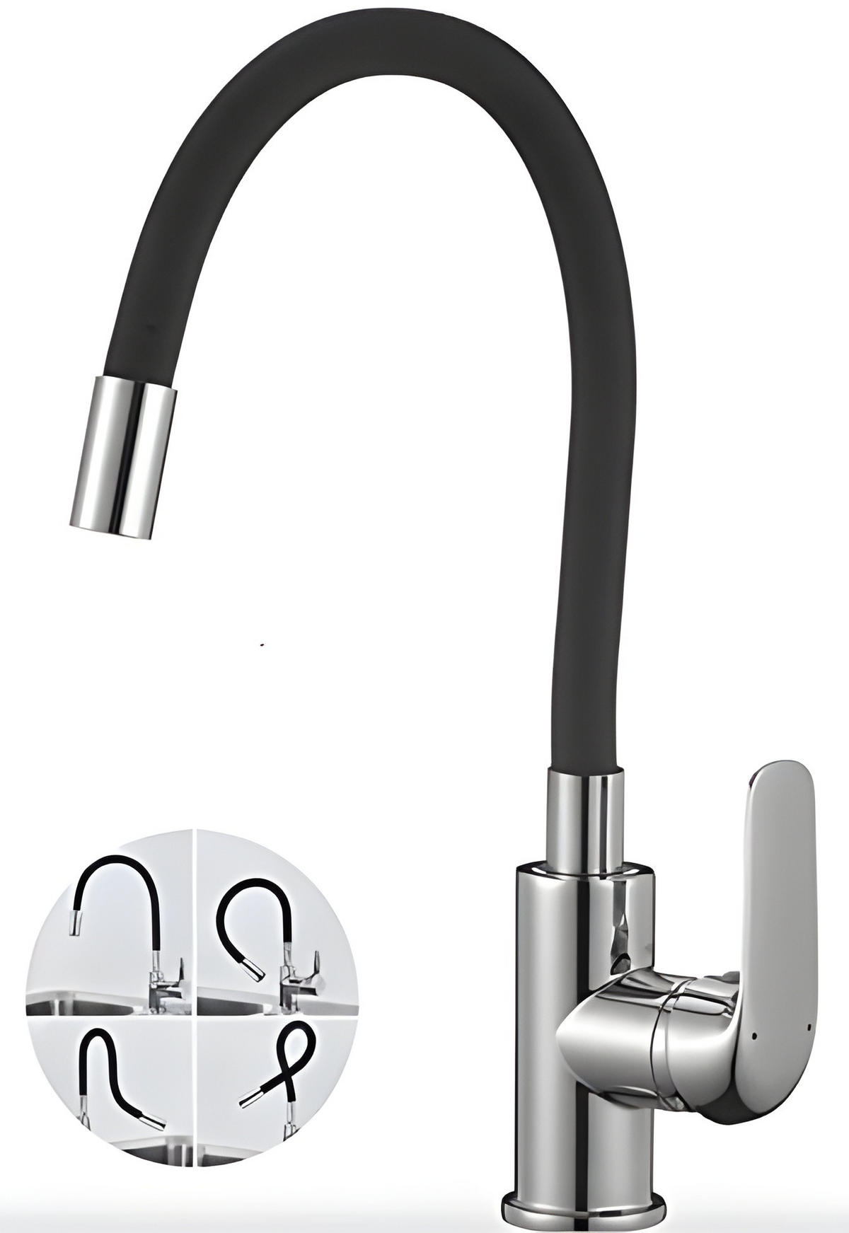 SPÜLEN-SET Barbados Schwarz, 3-teilig, Einzelbecken, mit Armatur, 44/65/21,5 cm - Schwarz, Stein (44/21.5/65cm) - bad land