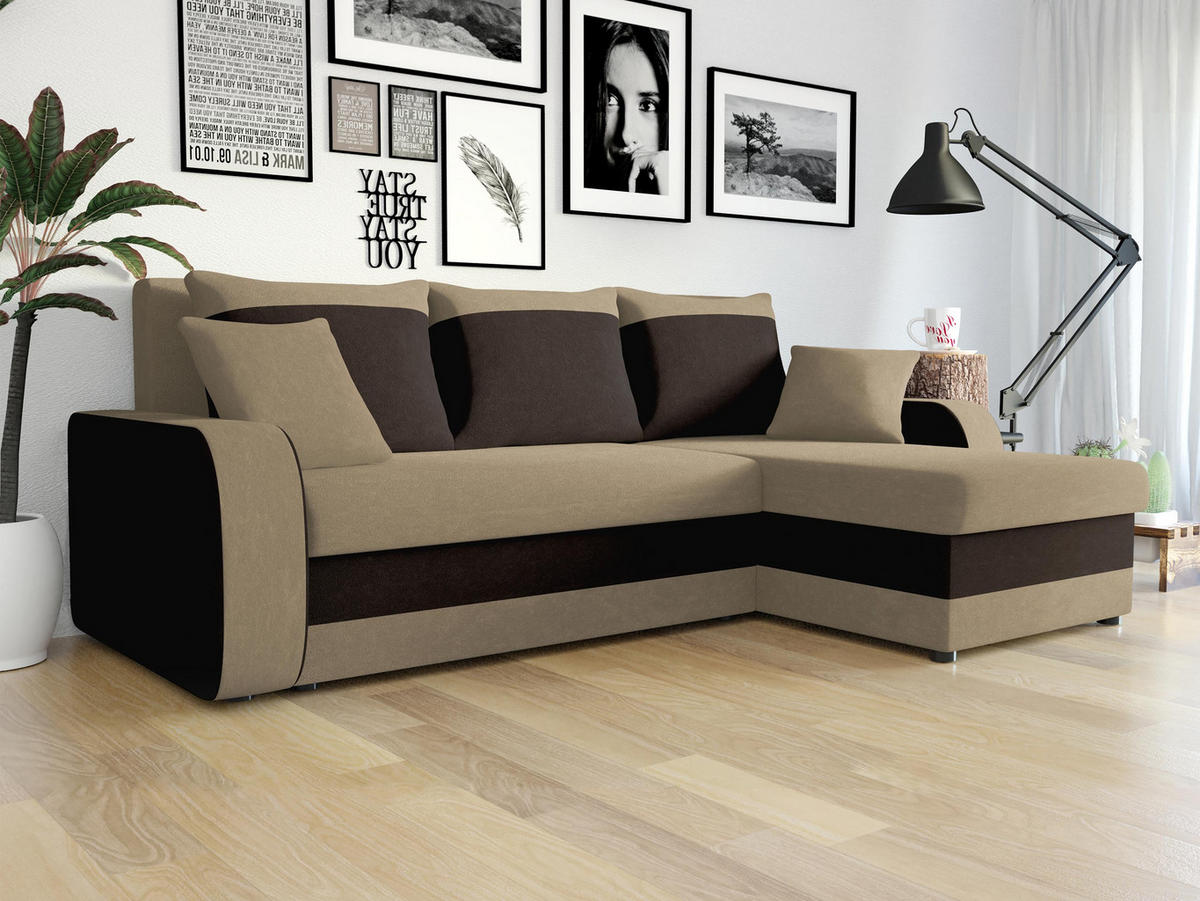 ECKSOFA Kris - Schwarz/Cappuccino, Holz/Kunststoff (238/147cm) - MIRJAN24