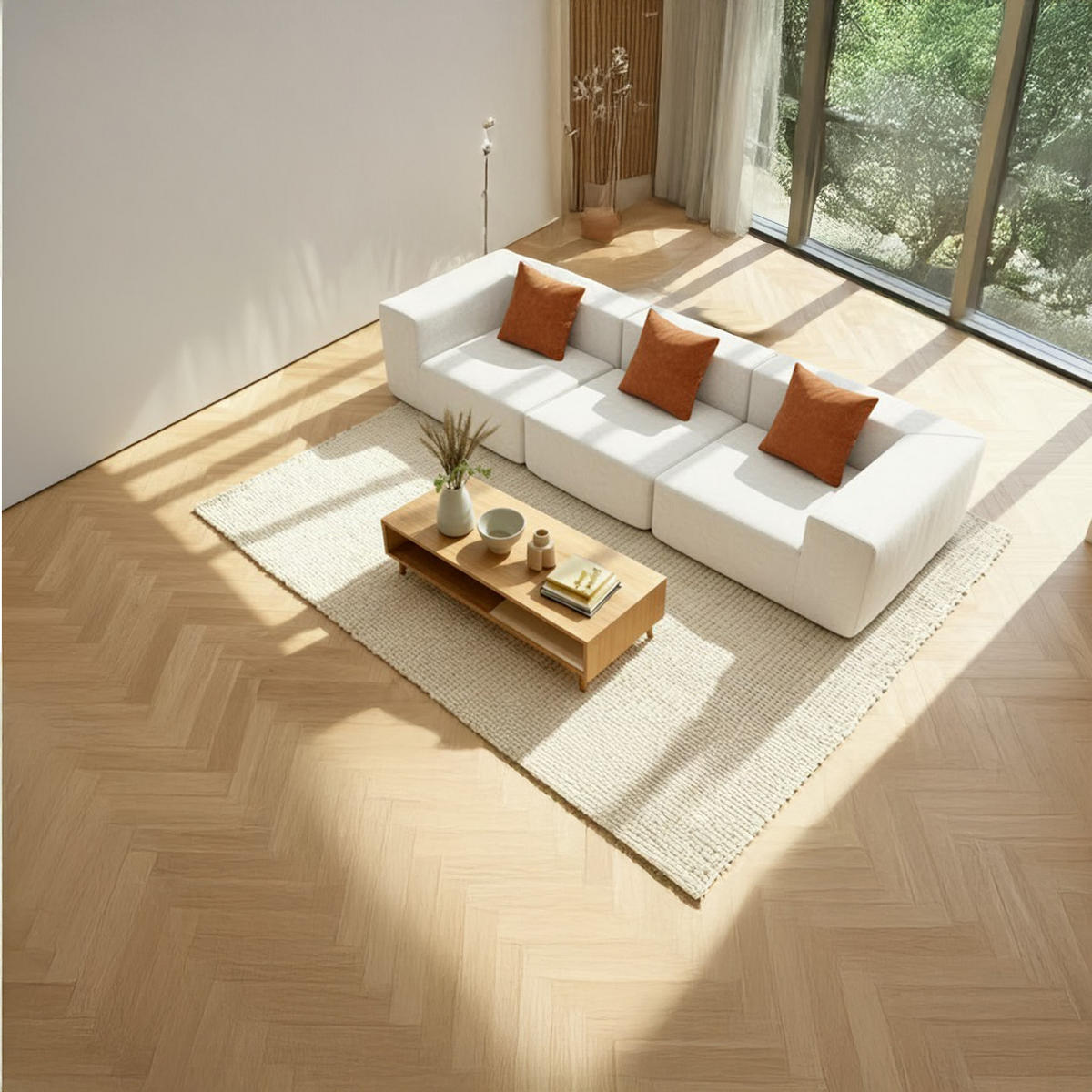 SOFA Pure - Weiß Orange - Weiß, Textil (300/62/100cm) - COCO Living