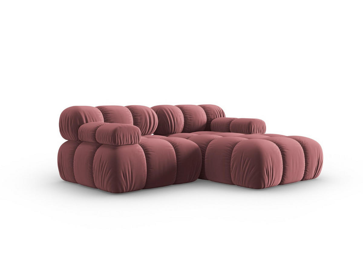 MODULARES-ECKSOFA rechts Bellis aus Samt rosa 3 Sitzplätze - Pink, Textil (157/191cm) - Micadoni