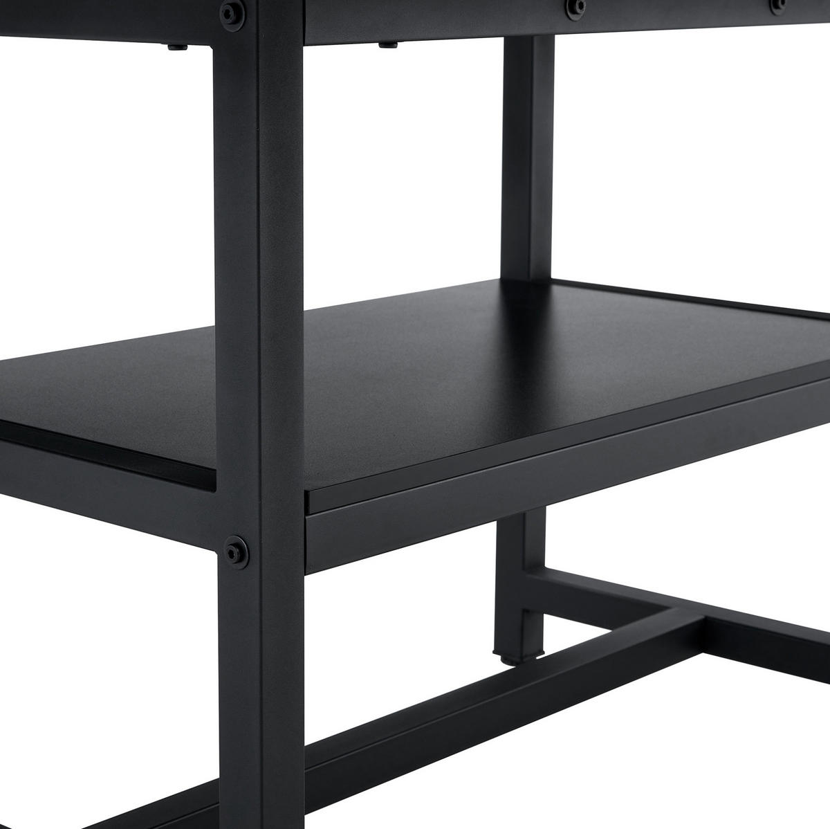 ESSTISCH 160/76/90 cm Schwarz/Braun aus MDF und Metall mit Ablagefach - Schwarz, Holzwerkstoff (160/90/76cm) - OKMYHOME