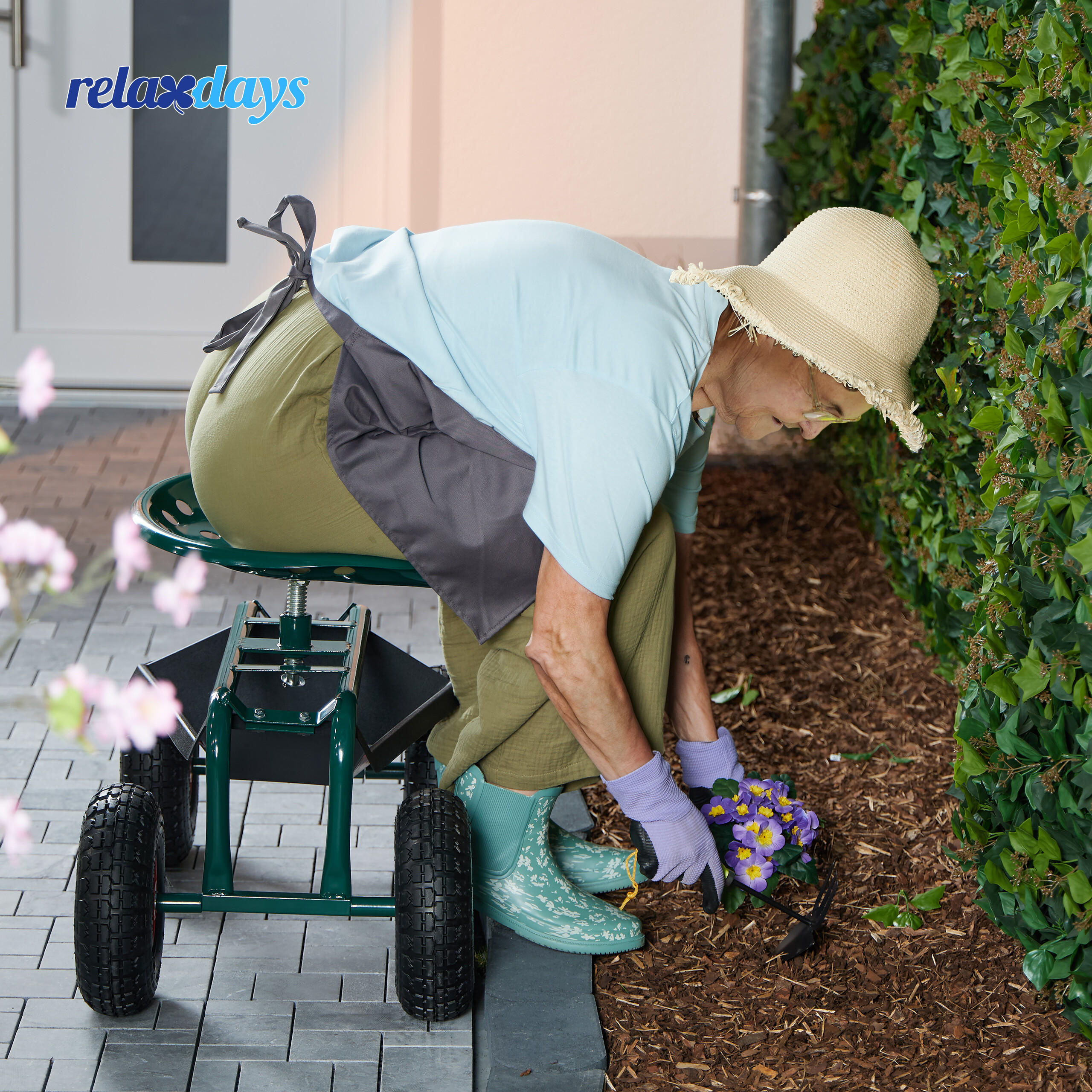 GARTENSITZ - Multicolor, Kunststoff/Metall (45/55/87cm) - Relaxdays