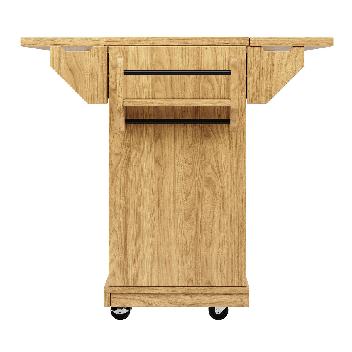 KÜCHENINSEL DE-41166 142,5/40-80/95 cm mit beidseitig klappbarer Tischplatte Naturbraun - Naturfarben, Holzwerkstoff (142.5/95/80cm) - ComfortXL