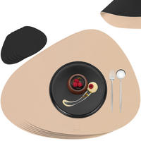TISCHSET - Kunstleder - Doppelseitig - Schwarz/Beige - Organisch - 44x37cm - 12 Stück - Beige, Kunststoff (44/37cm) - Sänger