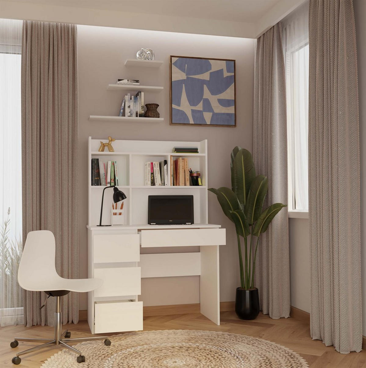 SCHREIBTISCH Weiß 98/146/52 - Weiß, Holzwerkstoff (52/98/146cm) - RAUMHIRSCH FURNITURE