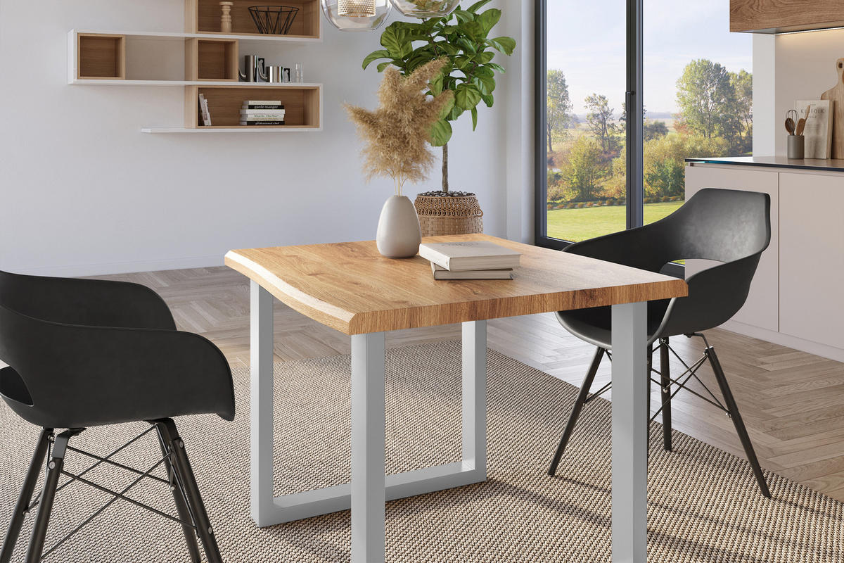 ESSTISCH JULIUS U - Wildeiche/Eichefarben, Holz (80/80/77cm) - SAM