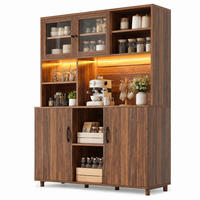HOCHSCHRANK mit LED 140x40x185 cm MDF Glas Walnut Brown - Braun, Glas (40/185/140cm) - Meubliv