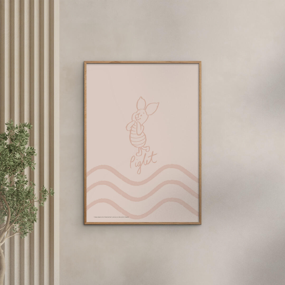 POSTER Disney - Piglet Soft Pink Waves - Pink, Papier (30/40/0.1cm) - Poster&Frame