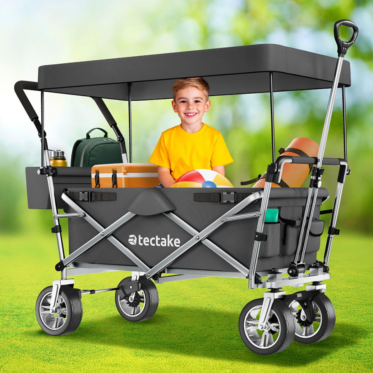 BOLLERWAGEN Nico, inklusive Tragetasche, Belastbarkeit 80 kg, grau - Grau, Metall (55.5/98/100cm) - tectake