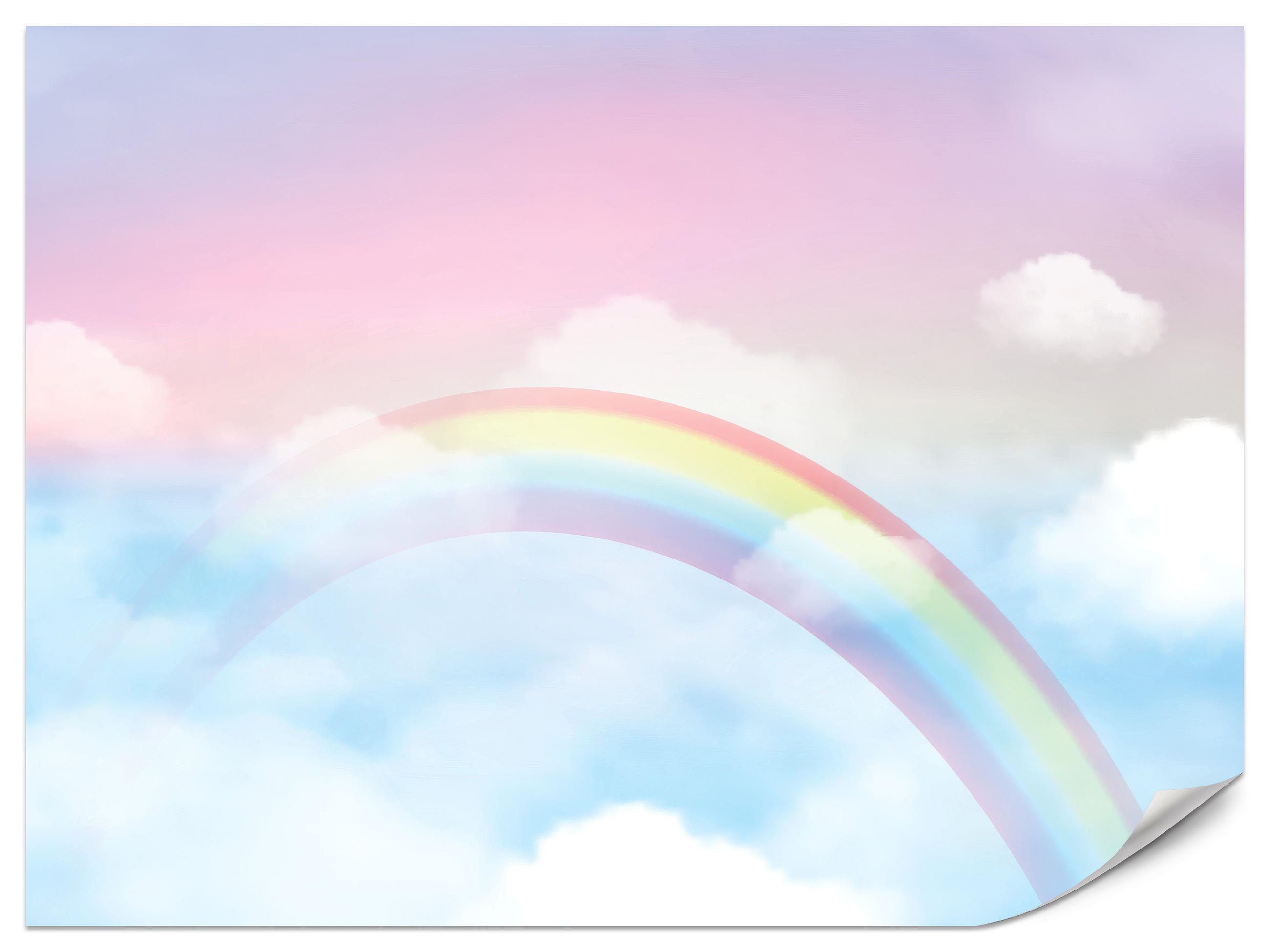FOTOTAPETE für Schlafzimmer Regenbogen Rosa Himmel Wolken 500x350 - Blau/Gelb, Papier (500/350cm) - Muralo