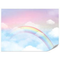 FOTOTAPETE für Schlafzimmer Regenbogen Rosa Himmel Wolken 500x350 - Blau/Gelb, Papier (500/350cm) - Muralo