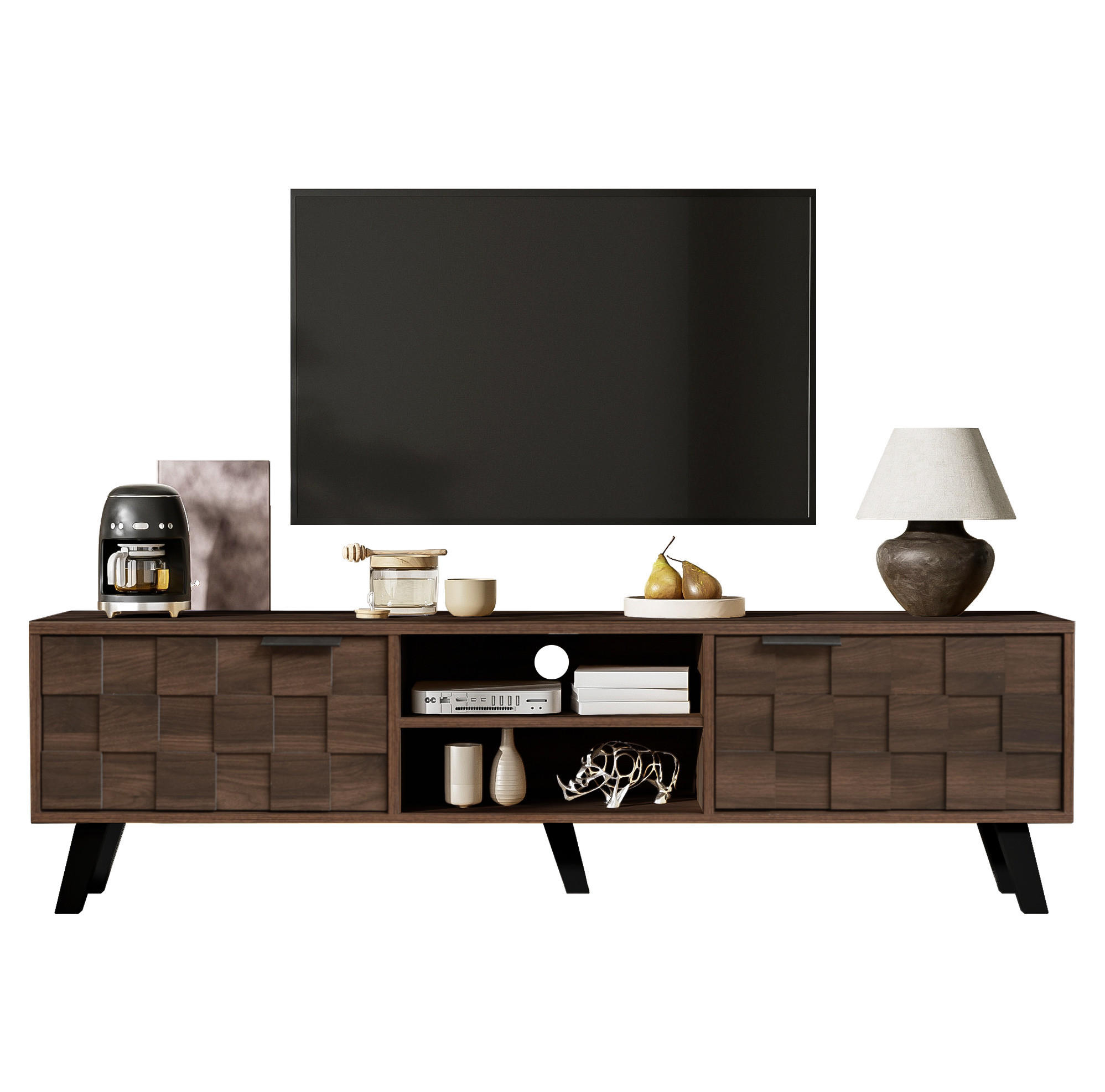 TV-SCHRANK 160,5/35,5/45 cm Holzfarbe aus Spanplatte mit 2 Türen - Braun, Holzwerkstoff (160.5/45/35.5cm) - OKWISH