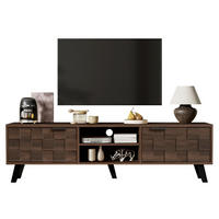 TV ormarić 160,5/35,5/45 cm boja drveta od iverice s 2 vrata i 2 otvorena pretinca - smeđa, drvni materijal (160.5/45/35.5cm) - OKWISH
