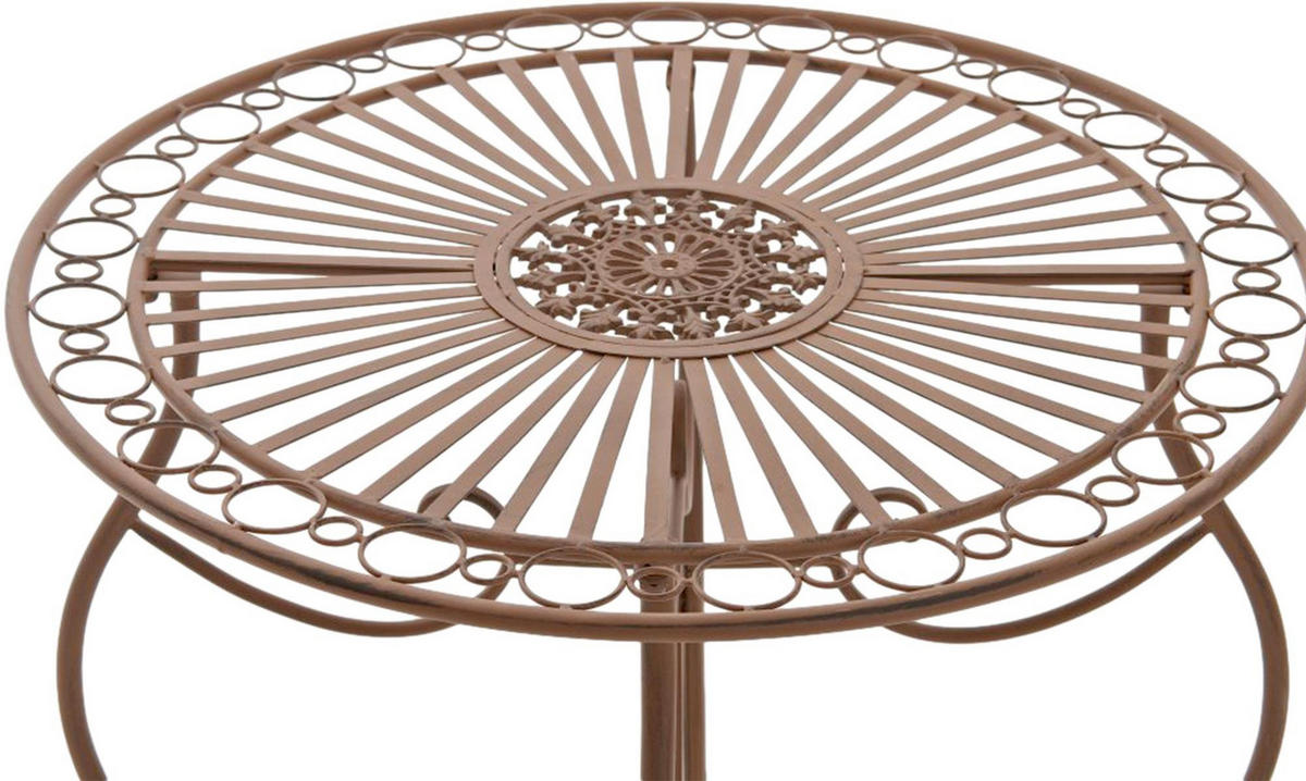 GARTENTISCH rund Ø70 cm Metall Antik Braun - Braun, Metall (70/70/72cm) - CLP