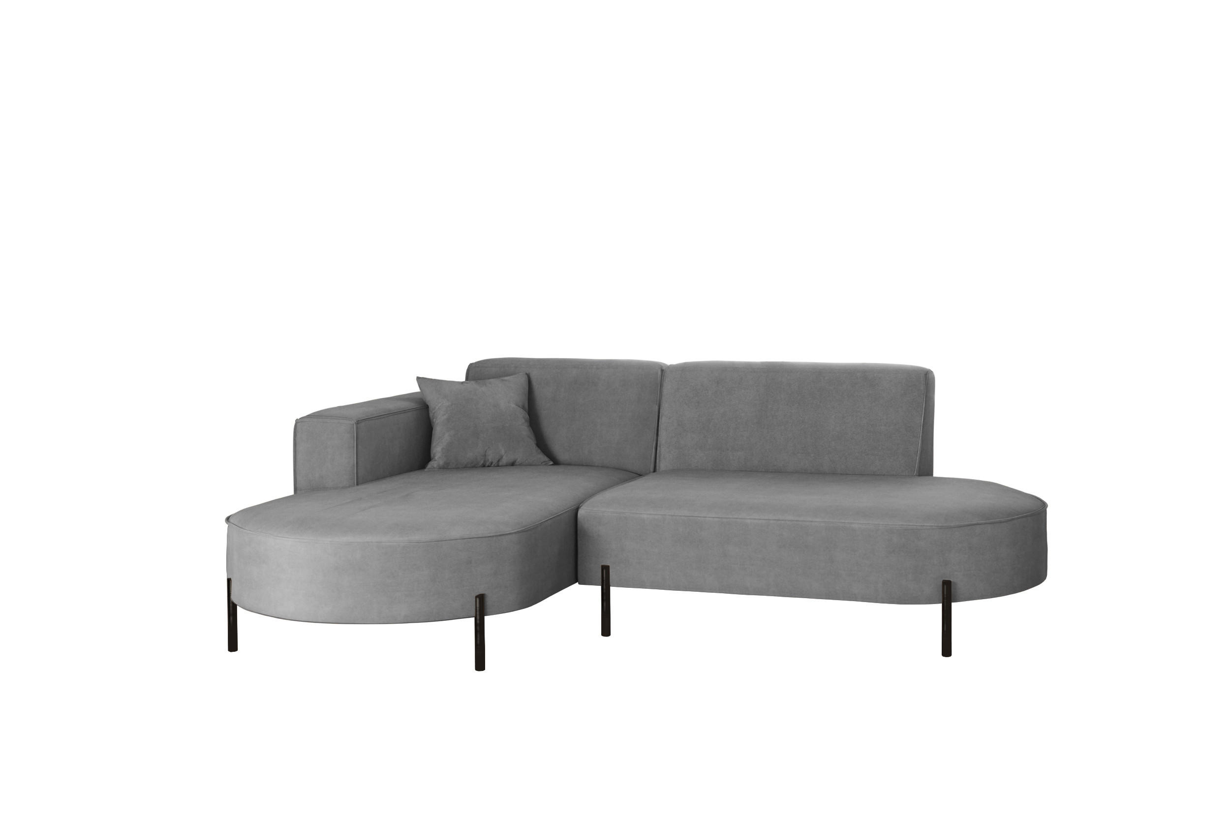 ECKSOFA L-Form Designer Modena Rein Stoff Noel Aschgrau Links - Grau, Holz/Textil (165/236cm) - Kaiser Möbel