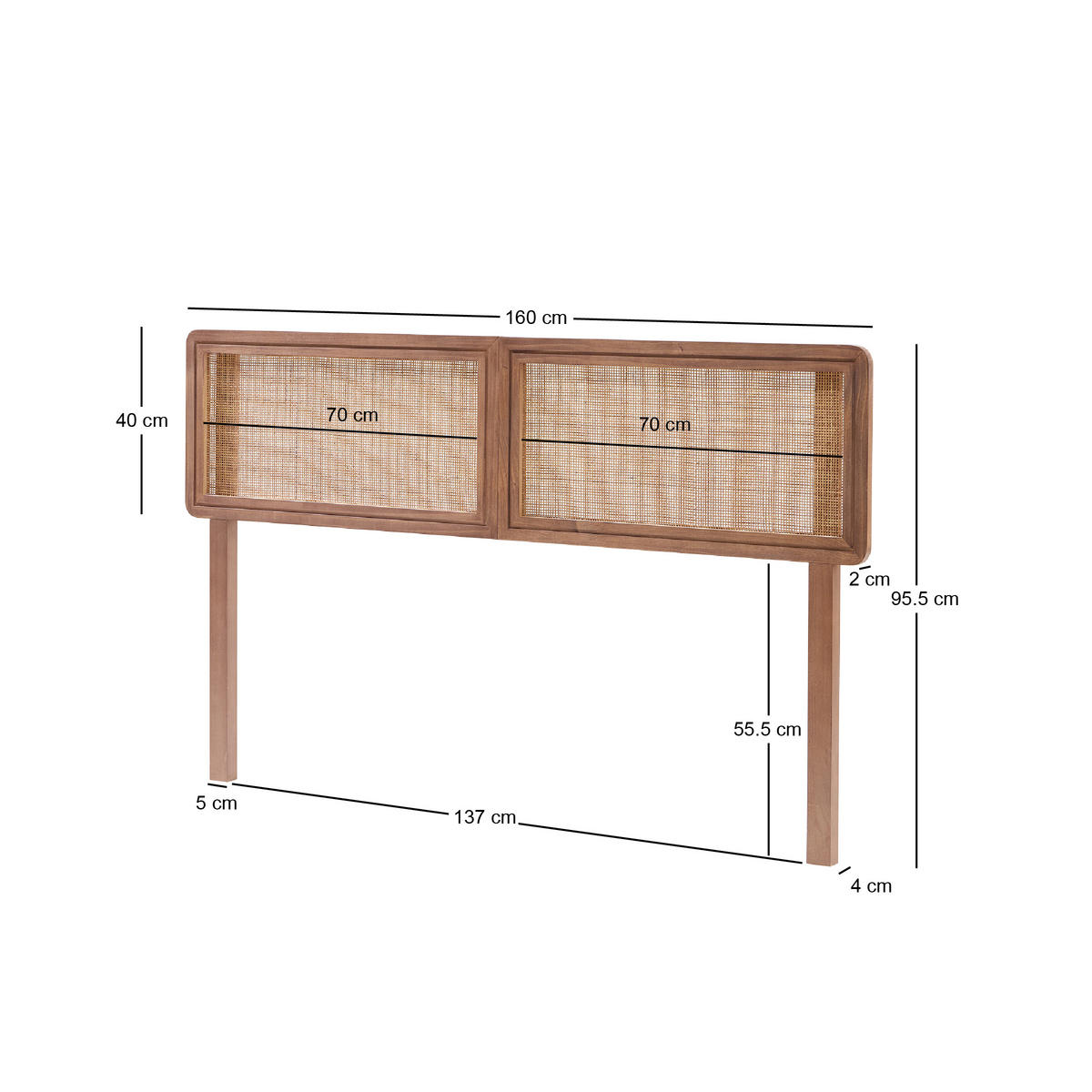 BETTKOPFTEIL Rechteckig Braun 160 x 4 x 108.5 (cm) - Braun, Holz (160/95.5/4cm) - Nordlys