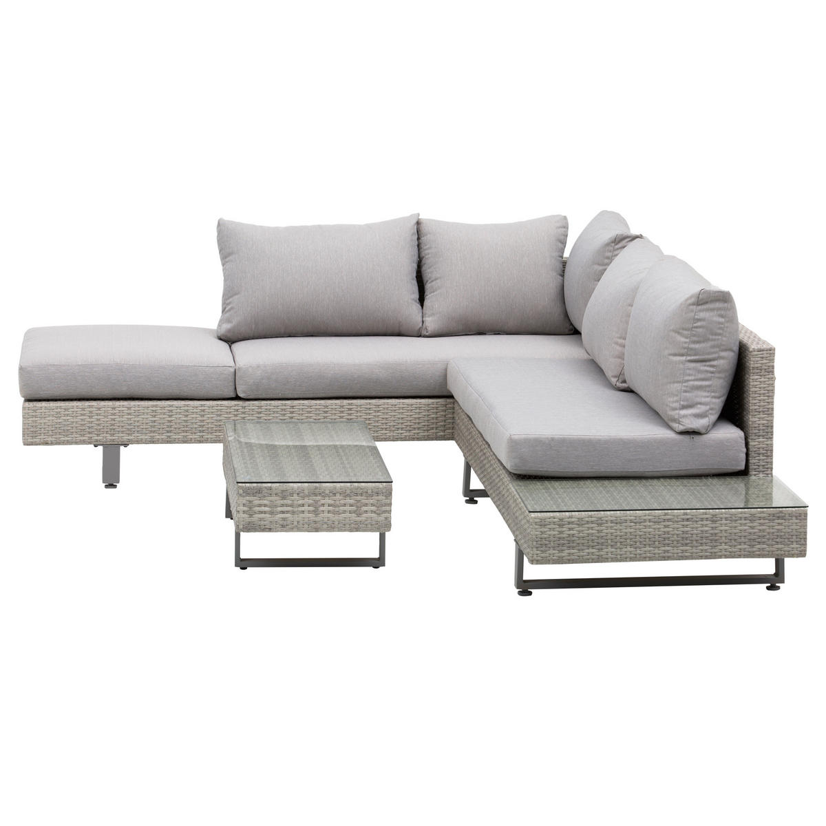 GARTENLOUNGE DE-13723 5‑Sitzer mit Glastisch Grau - Grau, Kunststoff/Metall - ComfortXL
