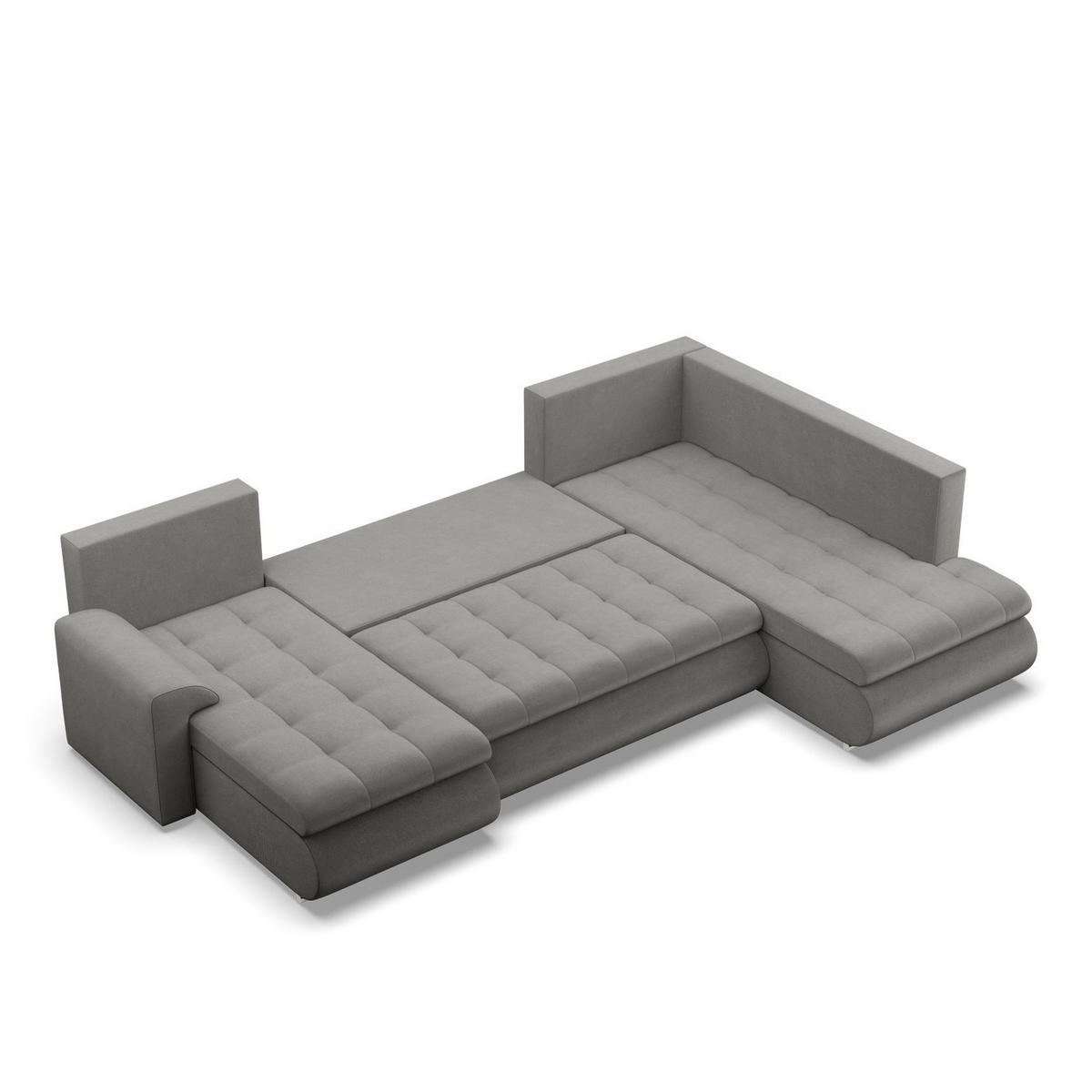U-SOFA MIT SCHLAFFUNKTION FORESTA, Hellgrau - Hellgrau, Textil (300/89/200cm)
