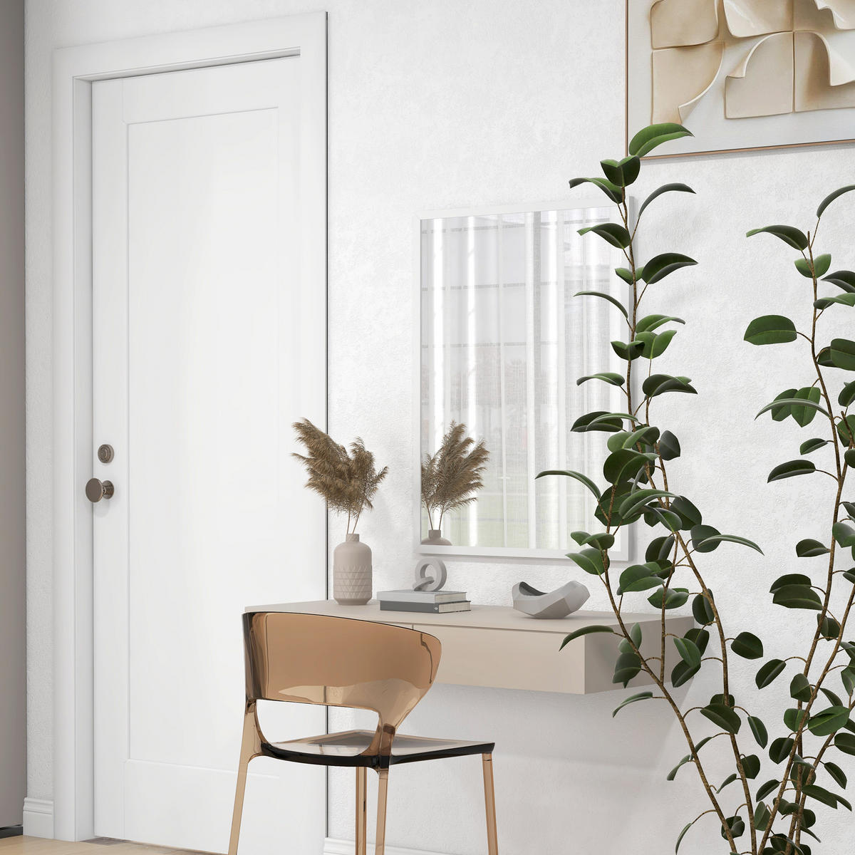 SPIEGEL DE-14262 60/80 cm mit MDF-Rahmen Weiß - Weiß, Glas (60/80/2cm) - ComfortXL