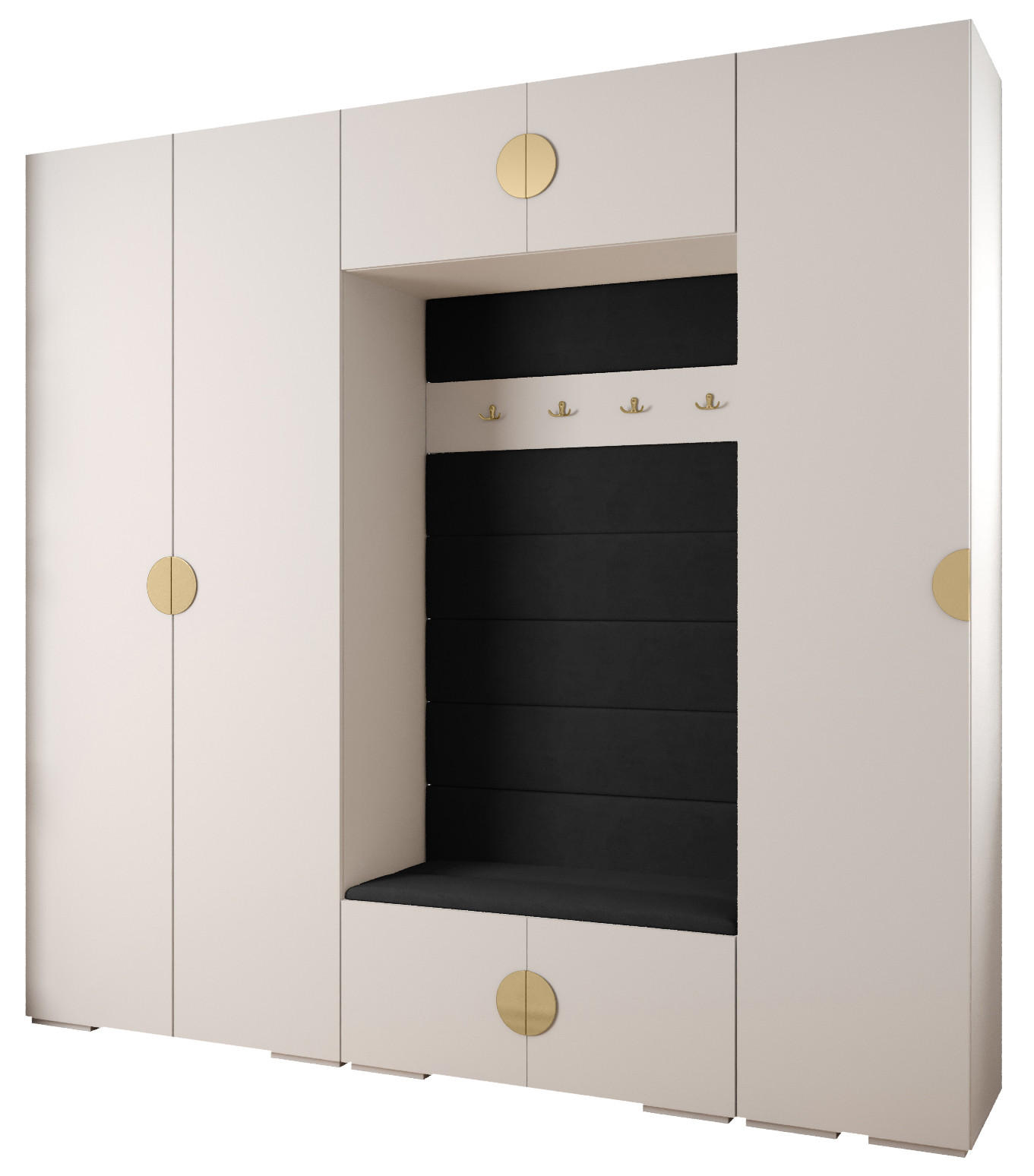 GARDEROBEN-SET 236,7/250/47 - Goldfarben/Schwarz, Holz/Kunststoff (250/236.7/47cm) - Abiks Möbel
