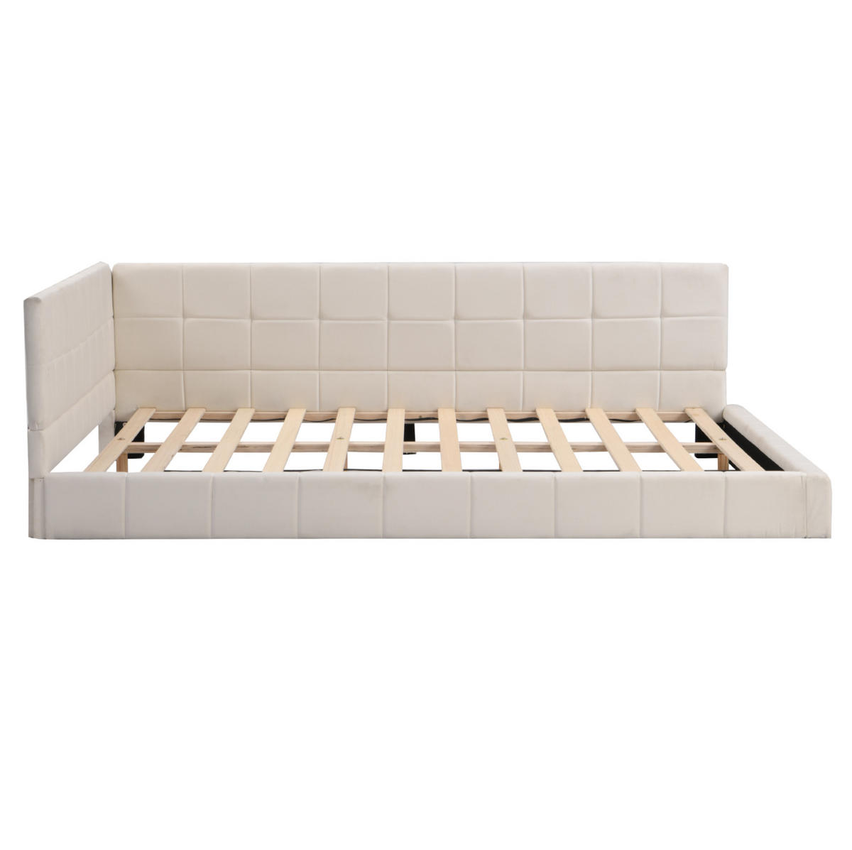 POLSTERBETT 140/200 cm Beige aus Stoff mit Lattenrost - Beige, Textil (140/200cm) - OKMYHOME