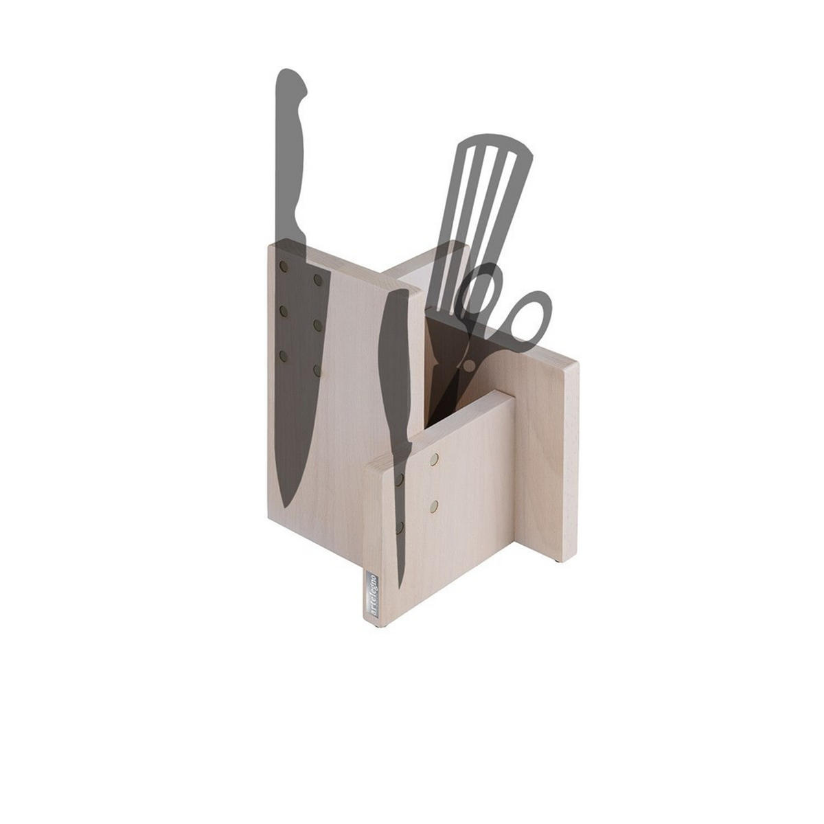 MESSERBLOCK Beige 23/23/23 cm AL50W - Beige, Holz (23/23/23cm) - ArteLegno