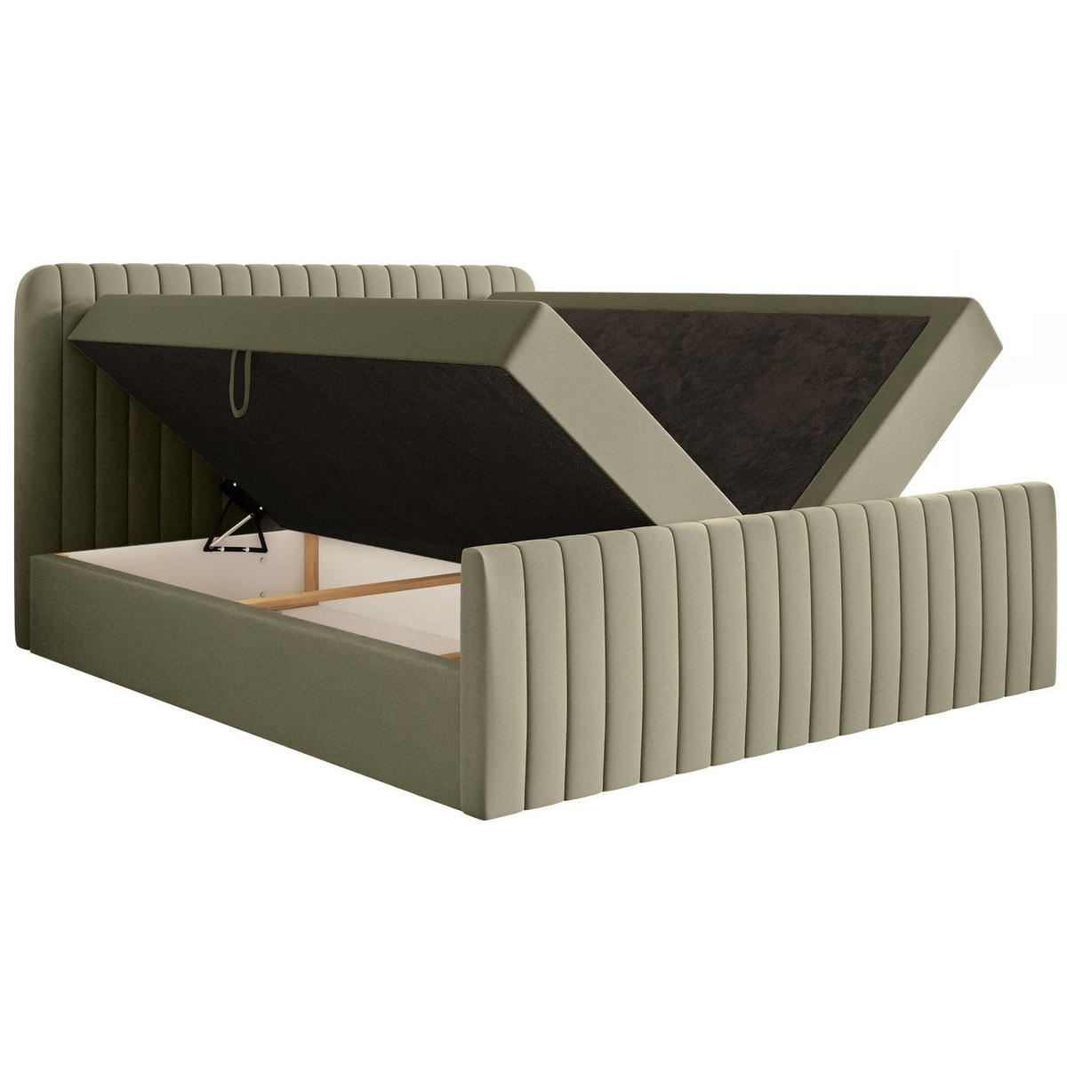 BOXBETT Saliano mit Topper und Chenille-Bezug Olivgrün, 160x200 cm - Olivgrün, Kunststoff/Textil (160/200cm) - Selsey